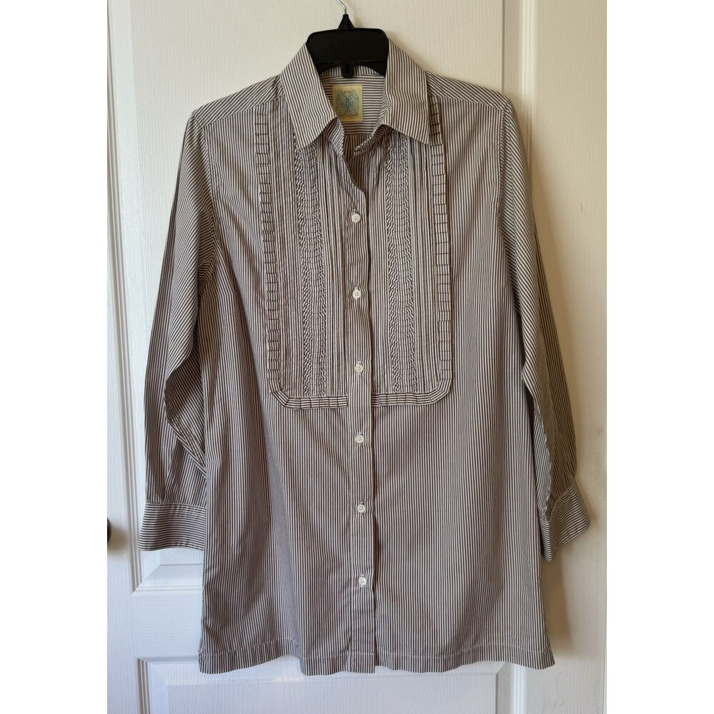 Dos Carolinas Women’s Button Up Shirt Long Sleeve 100% Cotton Size Large
